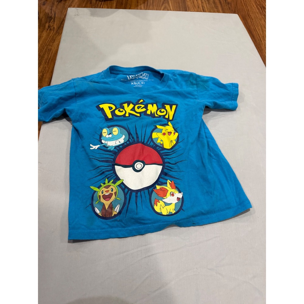 Anime Boys Pokemon Graphic T-Shirt XS (4-5) Blue